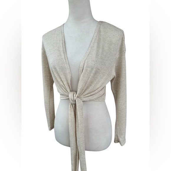 Free People Beach Oatmeal Tie Wrap Crop Top NWT - Picture 2 of 7